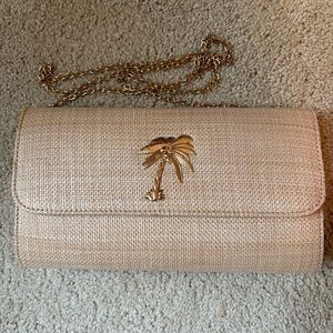 Lisa Larch palm tree clutch/gold strap